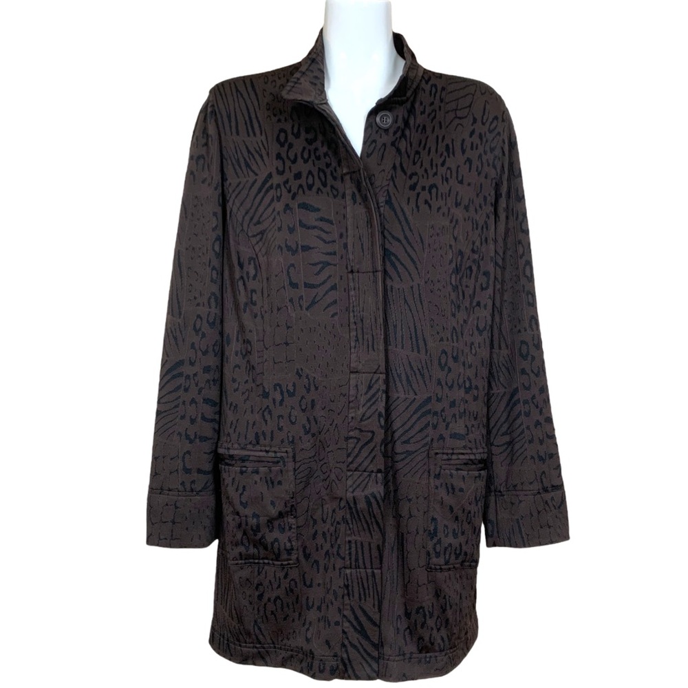 Chico’s Brown and Black Rohr Animal Topper Jacket Jacaranda Size 3/XL NWT